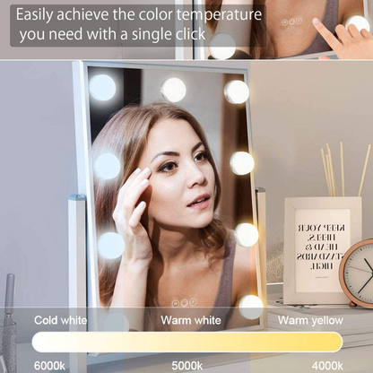 Hollywood style vanity mirror with 9 LED Bulbs and Metal Frame - Modern