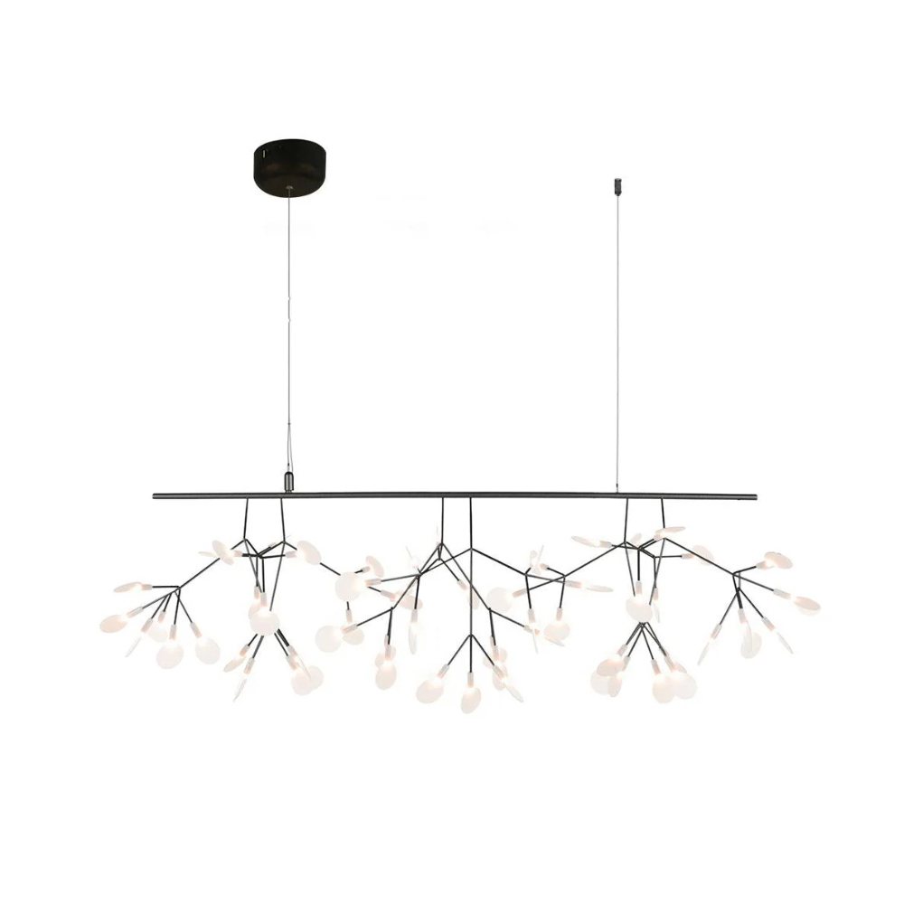 Sputnik Chandelier with Acrylic Firefly Leaves - Modern Botanical Light