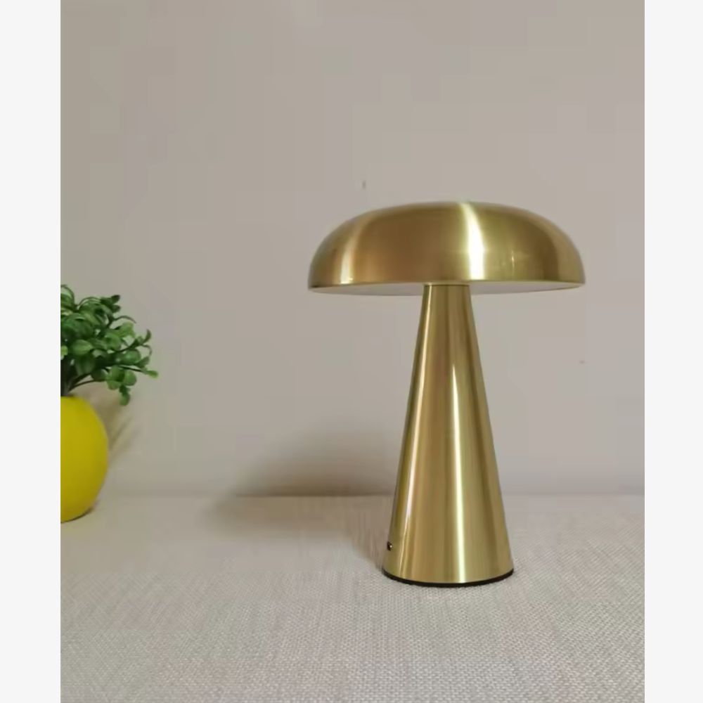 Mushroom Table Lamp with Metal Dome Shade - Modern Mid Century