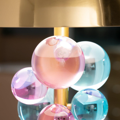 Sculptural Glass Cluster Accent Lamp with Marble Base - Art Deco Metallic Sconce