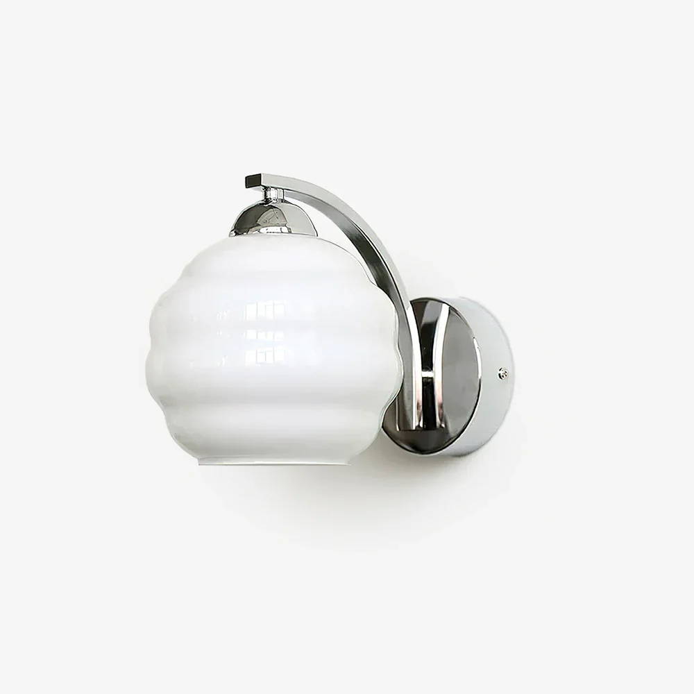 Wall Sconce with Ribbed Glass Globe - Modern Mid Century Gold