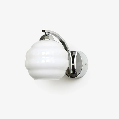 Wall Sconce with Ribbed Glass Globe - Modern Mid Century Gold