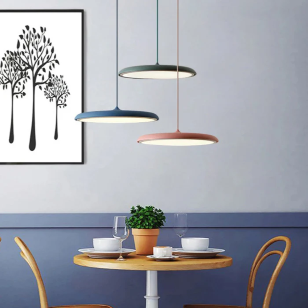Saucer Ceiling Hanging Lamp with Metal Disc - Minimalist Nordic Decor