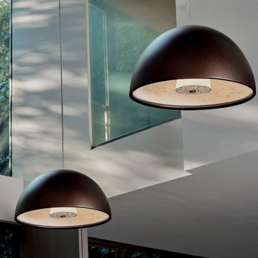 Modern Floral Relief Dome Pendant Light - Sculptural Garden Interior Pendant Lights