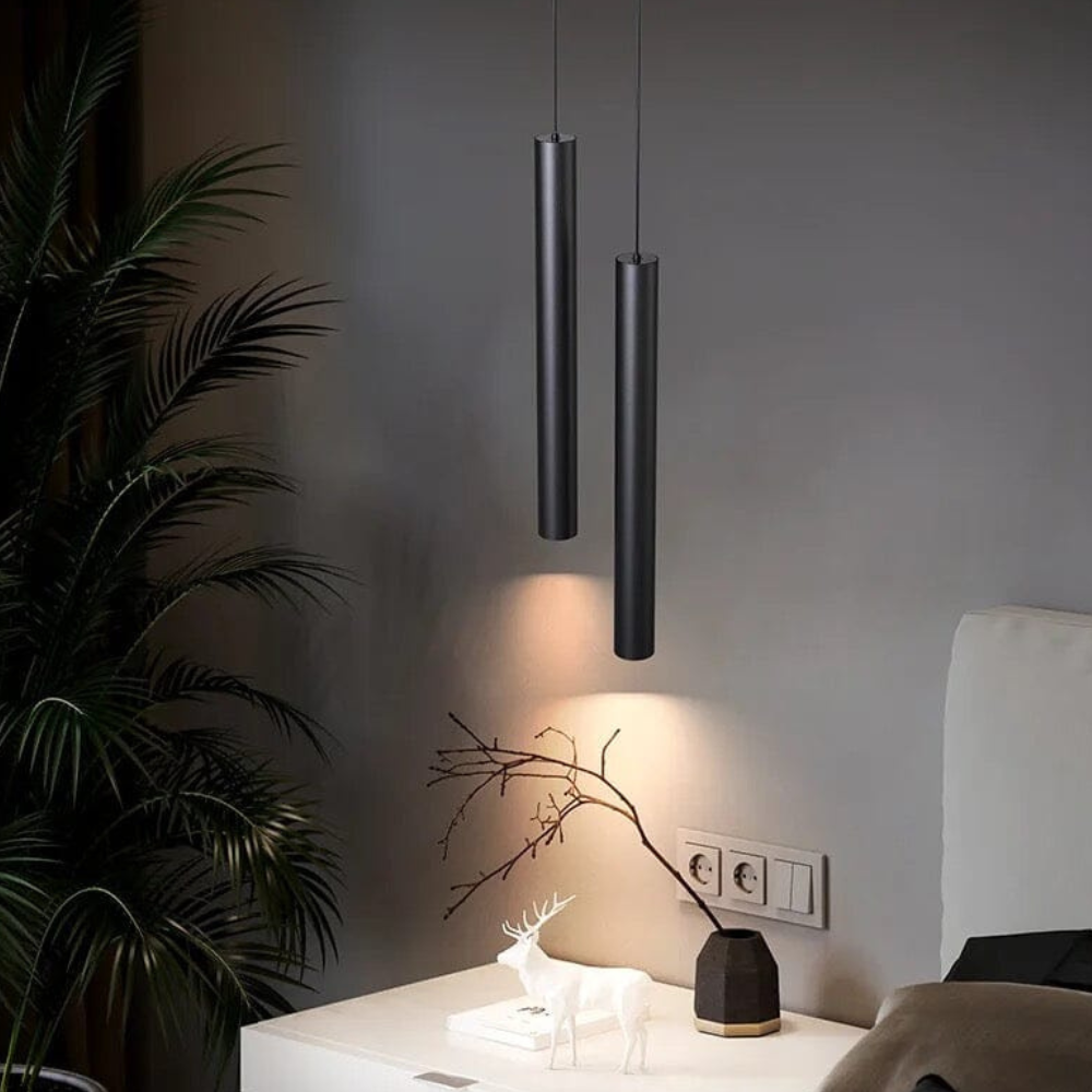 Minimalist LED Cylinder Pendant Light - Slim Vertical Tube Hanging Lamp