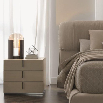 Post-Modern Amber Glass Table Lamp - Matte Black Cylinder Dome Light