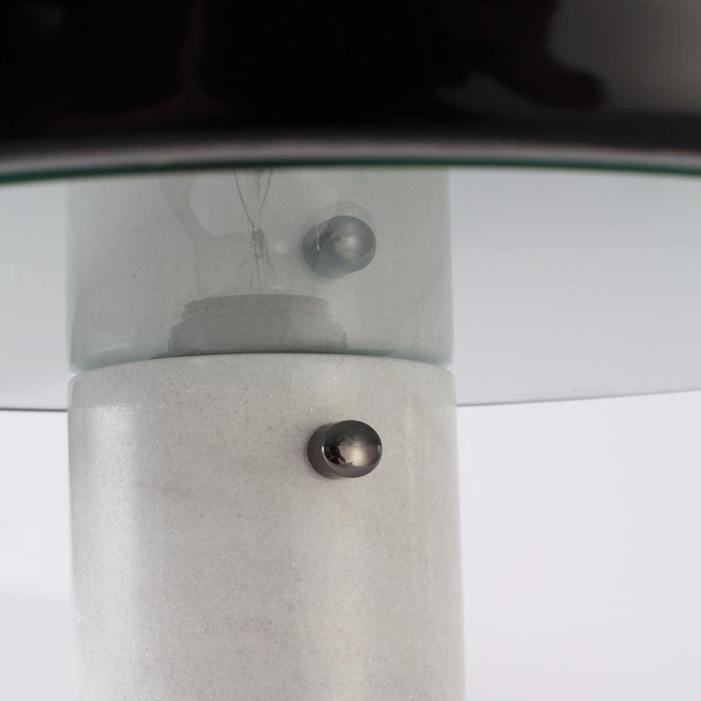Architectural Marble Base Accent Lamp - Minimalist Glossy Stone Pedestal Light