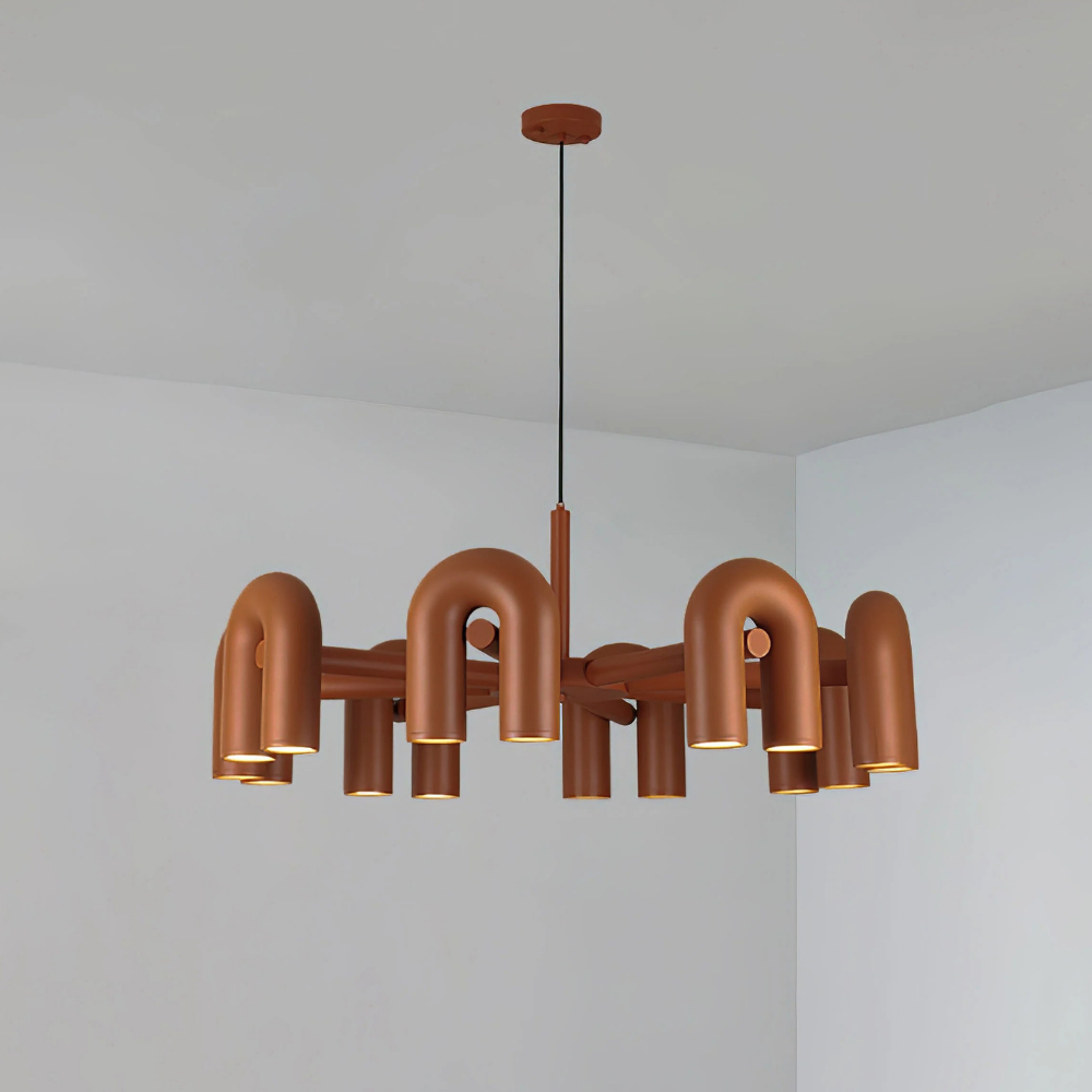 Modern U-Shaped Modular Chandelier - Sculptural Arch Tubular Pendant Light
