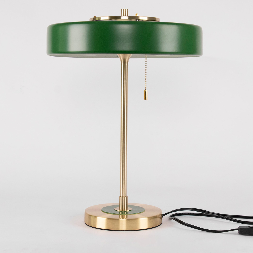 Spun Metal Table Lamp with Pull Chain and Acrylic Diffuser - Industrial