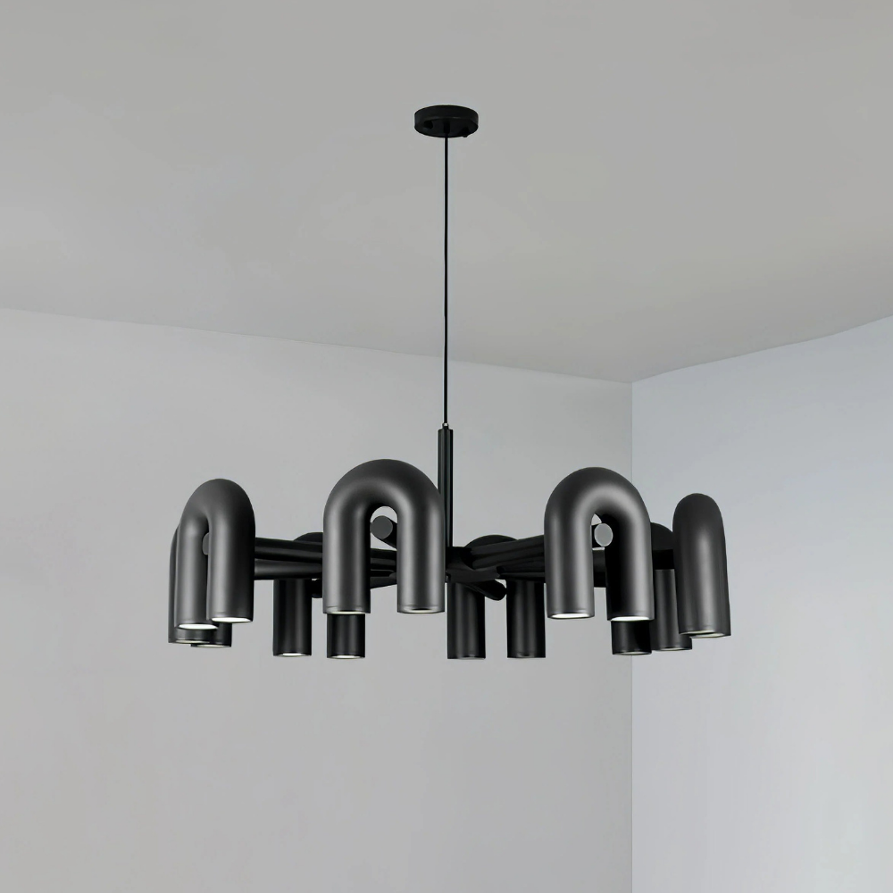 Modern U-Shaped Modular Chandelier - Sculptural Arch Tubular Pendant Light