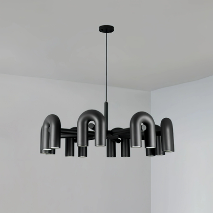 Modern U-Shaped Modular Chandelier - Sculptural Arch Tubular Pendant Light