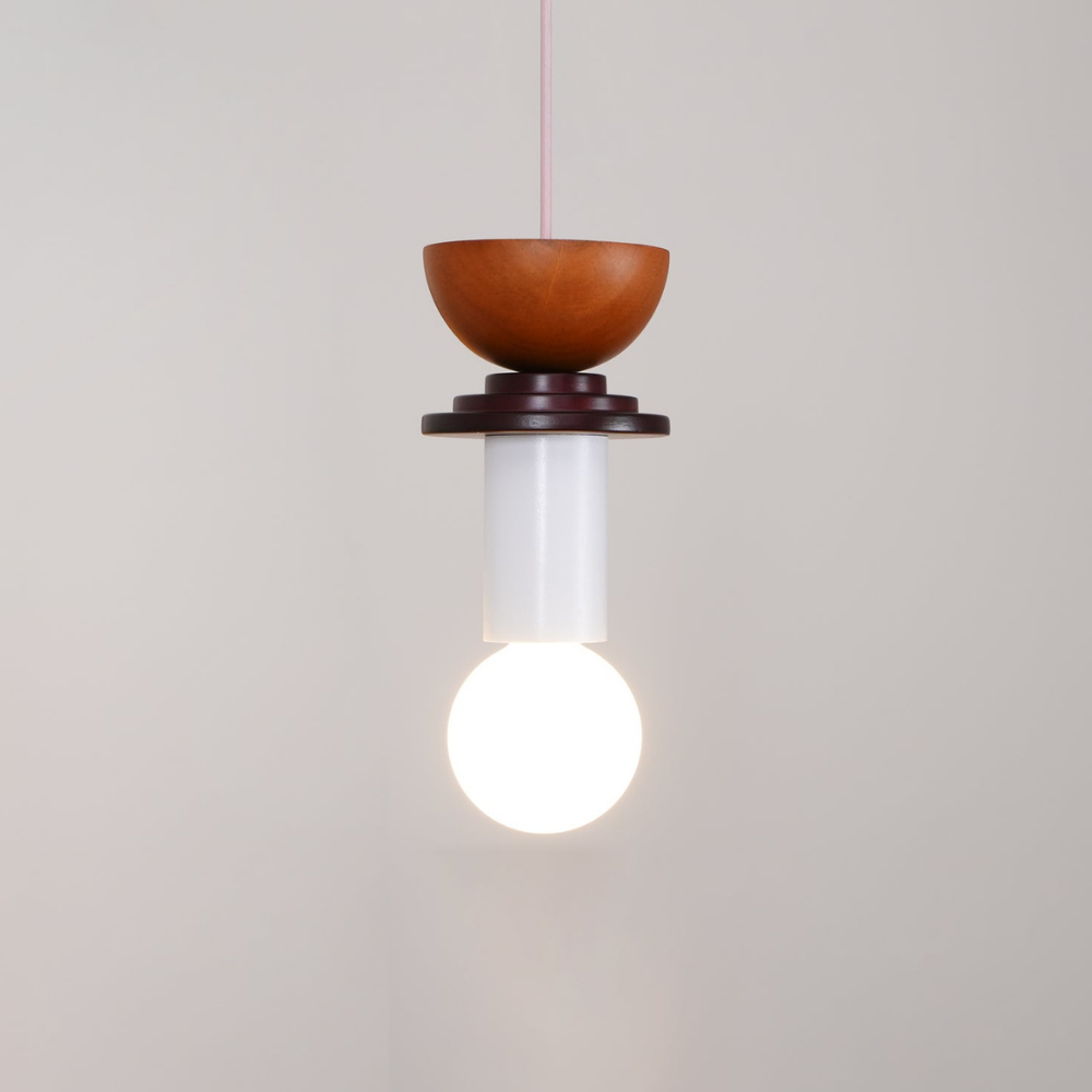 Nordic Geometric Wood Pendant Light - Modern Hand-Turned Orbital Hanging Lamp