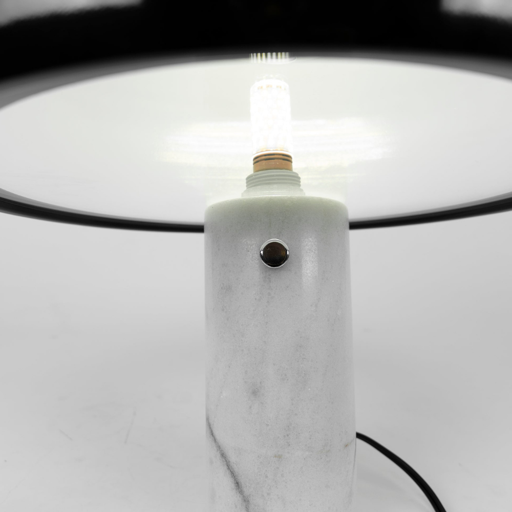 Architectural Marble Base Accent Lamp - Minimalist Glossy Stone Pedestal Light