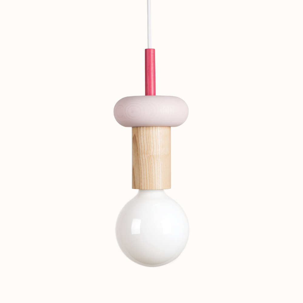 Nordic Geometric Wood Pendant Light - Modern Hand-Turned Orbital Hanging Lamp