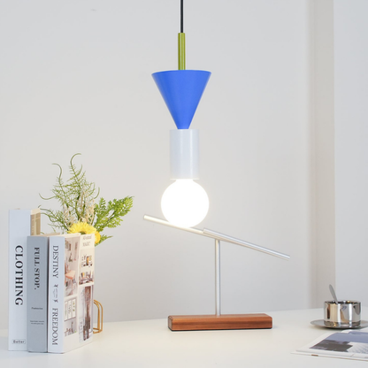 Nordic Geometric Wood Pendant Light - Modern Hand-Turned Orbital Hanging Lamp