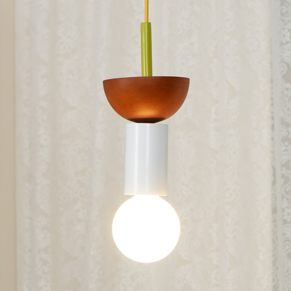 Nordic Geometric Wood Pendant Light - Modern Hand-Turned Orbital Hanging Lamp