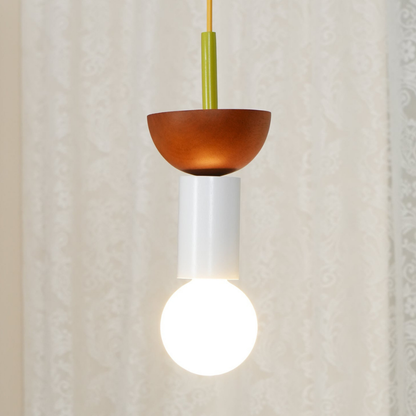 Nordic Geometric Wood Pendant Light - Modern Hand-Turned Orbital Hanging Lamp