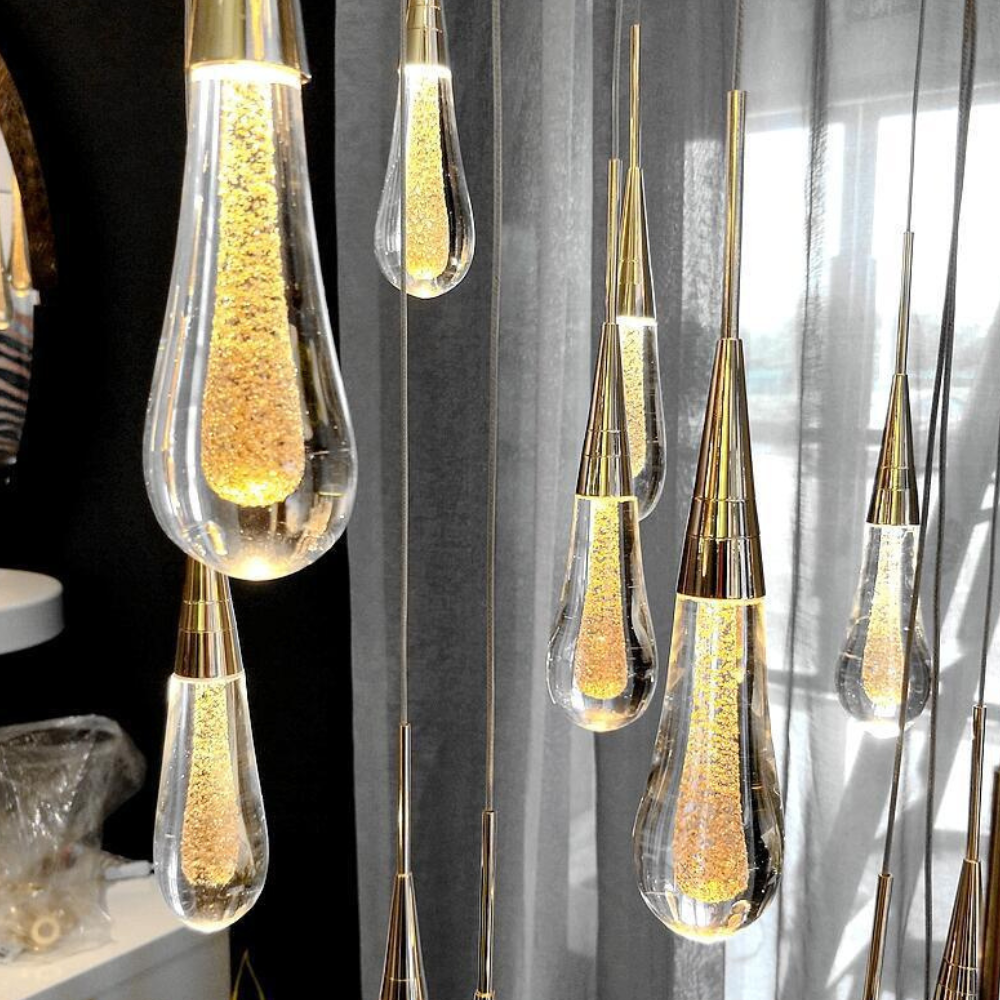 Teardrop Glass Pendant Light Shimmering Core - Modern Art Deco