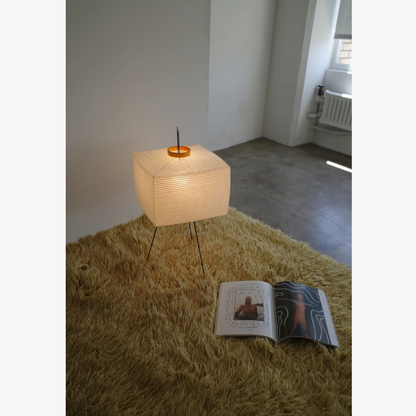 Floor Lamp with Rice Paper Shade and Tripod Legs - Modern Japanese Style