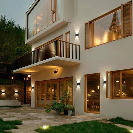 Modern Indoor - Outdoor Multi-Beam Up and Down Wall Sconce – Scalloped Fan Light Effect