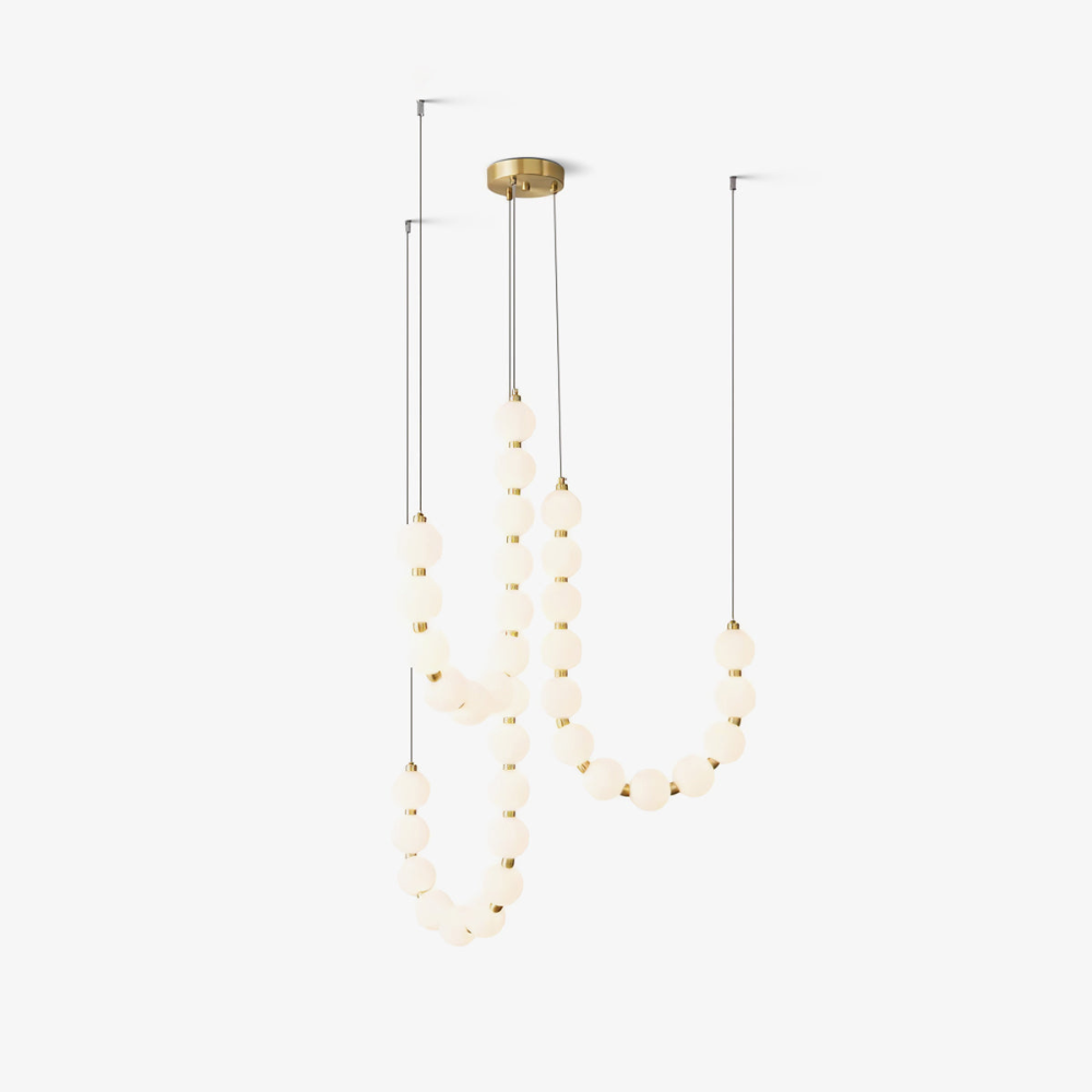 Hanging Ceiling Light with Acrylic Globes - Minimalist Sculptural Gold