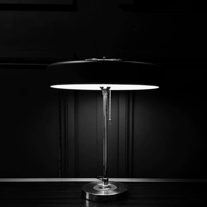 Spun Metal Table Lamp with Pull Chain and Acrylic Diffuser - Industrial