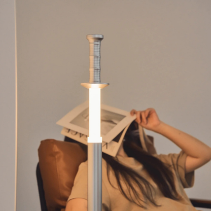 Floor lamp with Luminous Acrylic Break and Solid Metal Pole - Architectural
