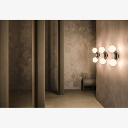 Modern Double Globe Arc Wall Sconce - Playful C-Shaped Orbital Light