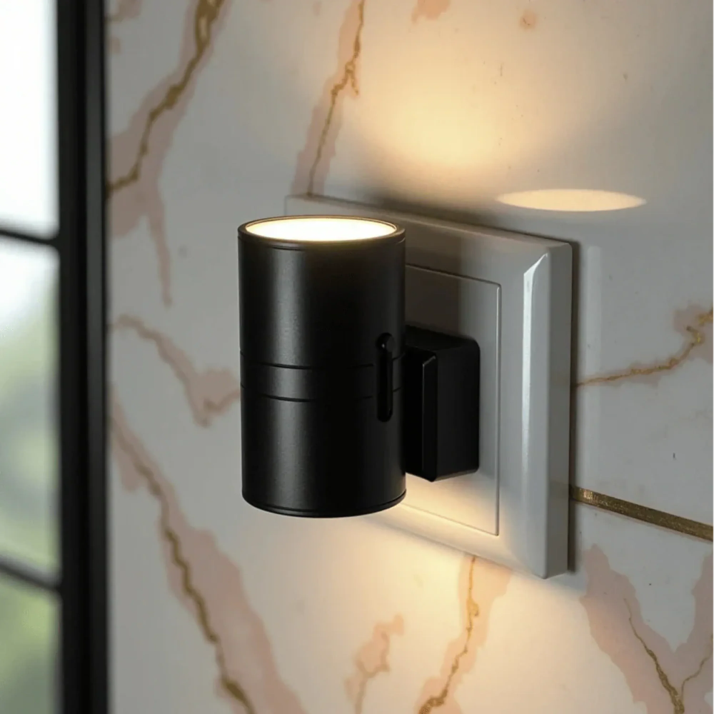 Plug In LED Night Light Wall Sconce - Dual Direction Cylinder