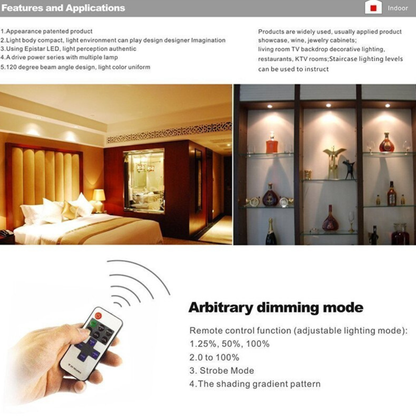 LED Puck Lights with Wireless Remote and Dimmer - 120 Degree Wide Beam