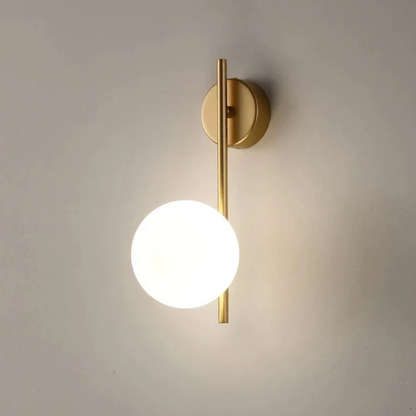 Linear Glass Globe Wall Sconce with Frosted Orb - Modern Nordic Style