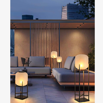 Floor Lamp with Integrated LED Weather Resistant Base and Remote Control Dimming