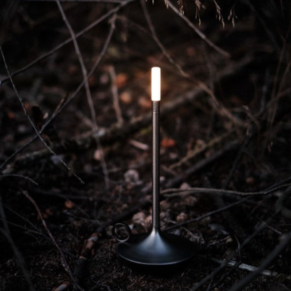 Rechargeable Battery Candlestick Desk Lamp – Brushed Aluminum Tapered Nightlight