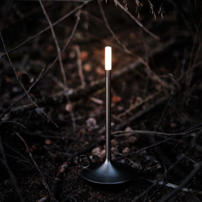 Rechargeable Battery Candlestick Desk Lamp – Brushed Aluminum Tapered Nightlight