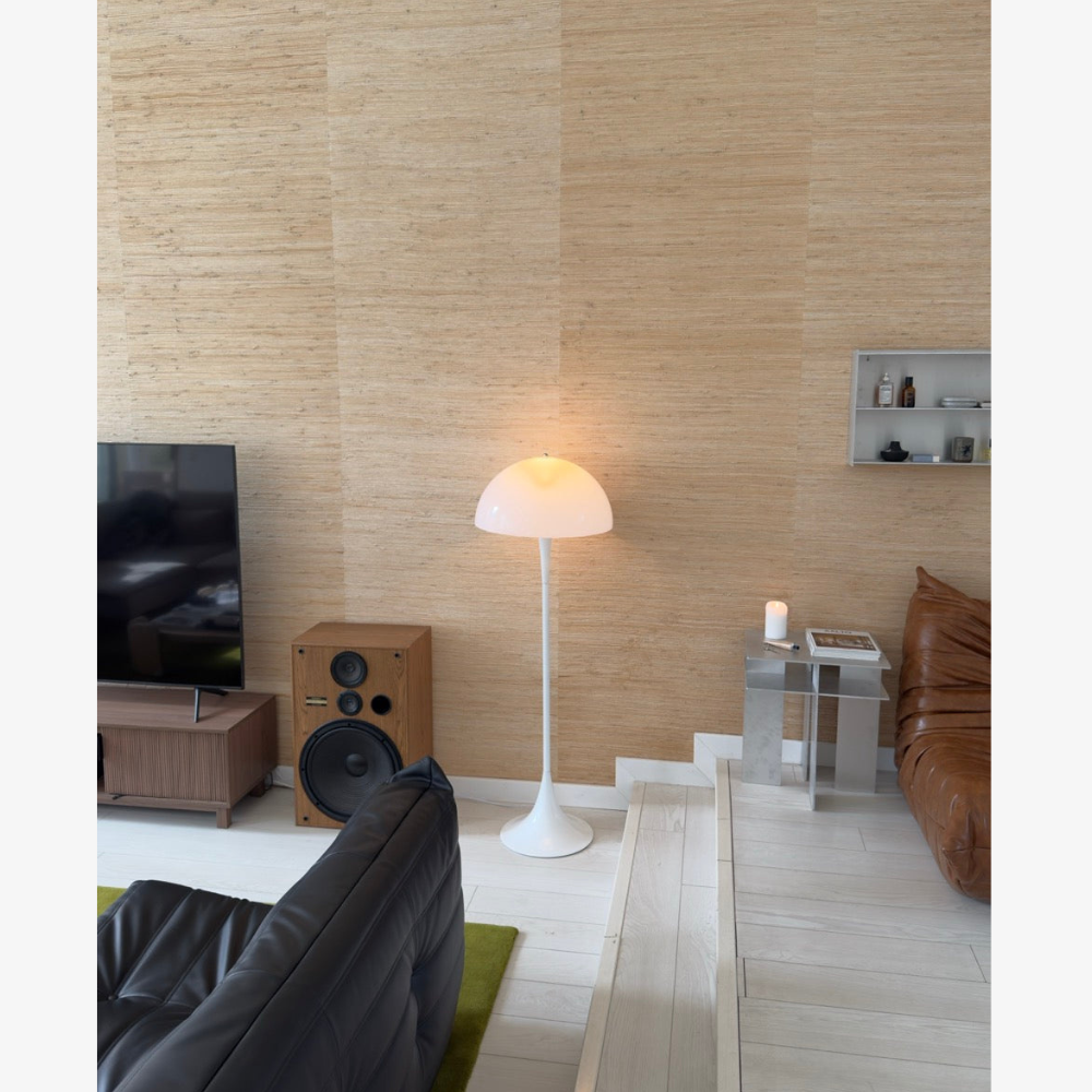 Modern Floor Lamp with Dome Shade and Trumpet Base - Scandinavian Style