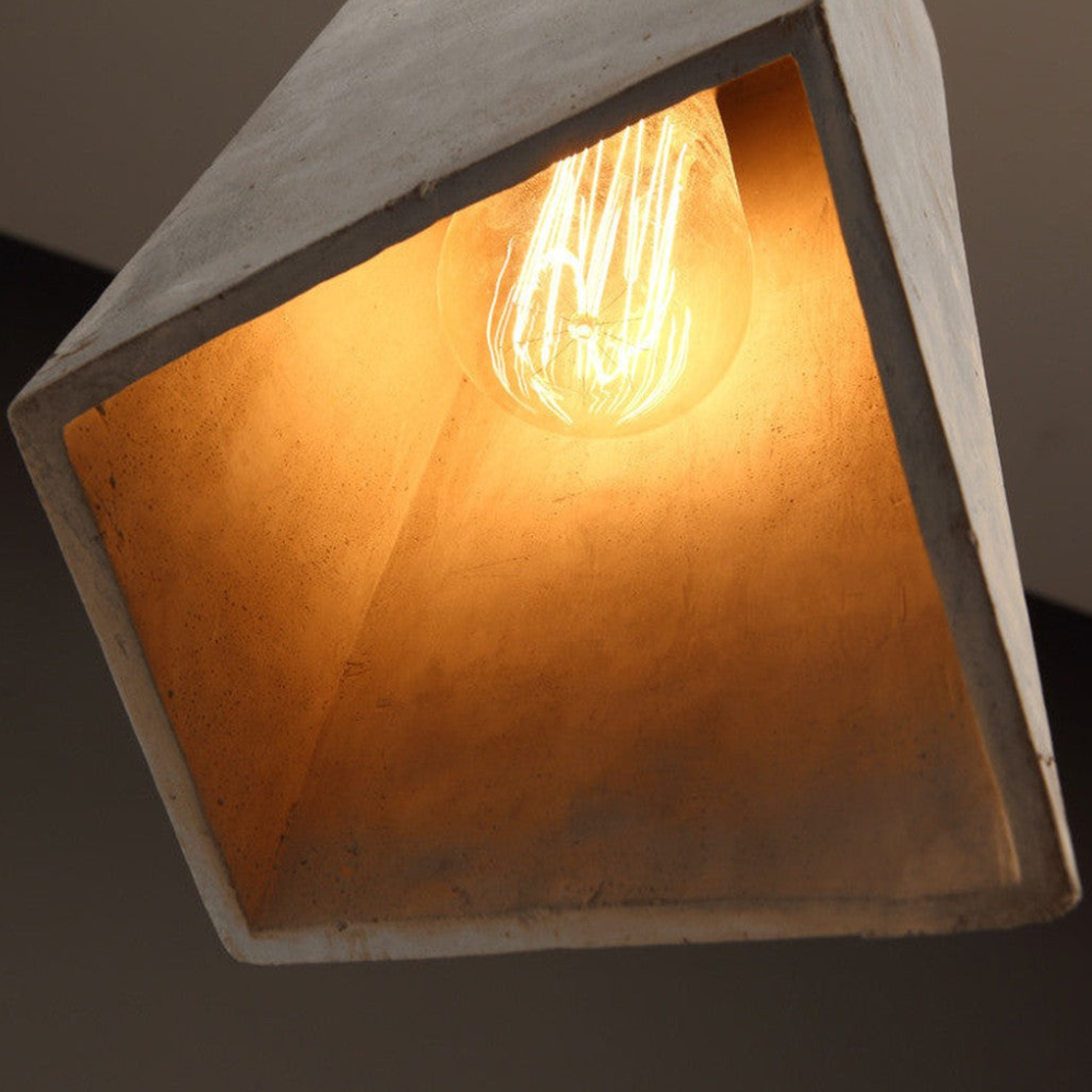 Modern Asymmetric Concrete Pendant Light - Geometric Industrial Hanging Lamp