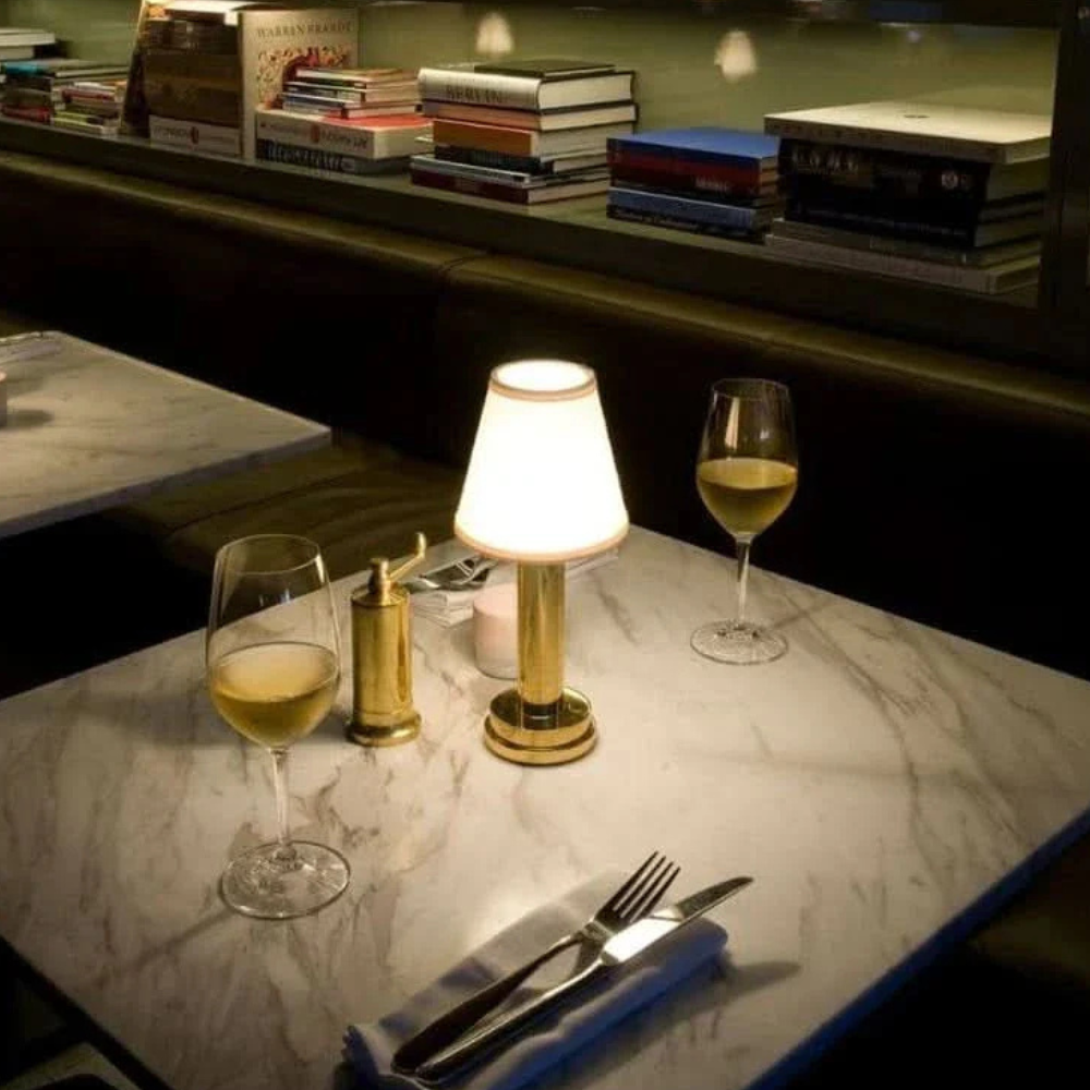 Rechargeable Cordless Table Lamp with Pleated Shade - Portable Touch Dimming Light