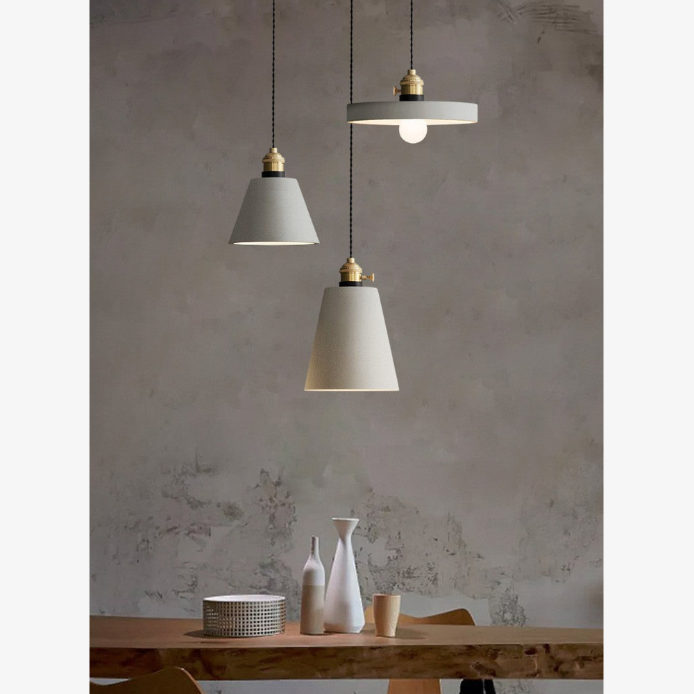 Modern Concrete Geometric Pendant Light - Industrial Cement Silhouette Hanging Lamp