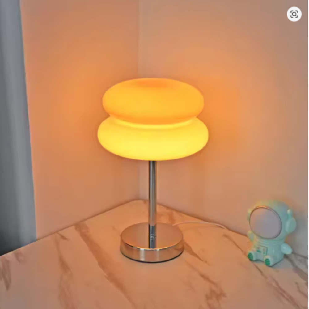 Table Lamp with Macaron Glass Shade - Modern Mid Century Aesthetic