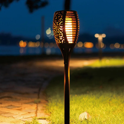 Solar Powered Flickering Flame Outdoor Garden Torch Path Lighting Stakes