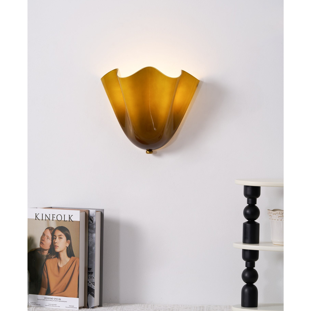 Modern Ruffled Glass Wall Sconce - Organic Blooming Flower Wall Lamp