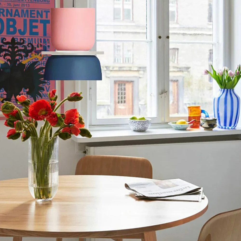 Stacked Bowl Hanging Lamp with Matte Finish - Nordic Geometric Style