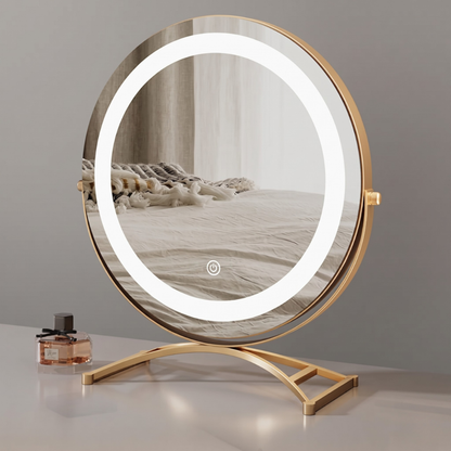 Smart Touch Lighted Makeup Mirror with 360° Rotation - Cordless Vanity Decor