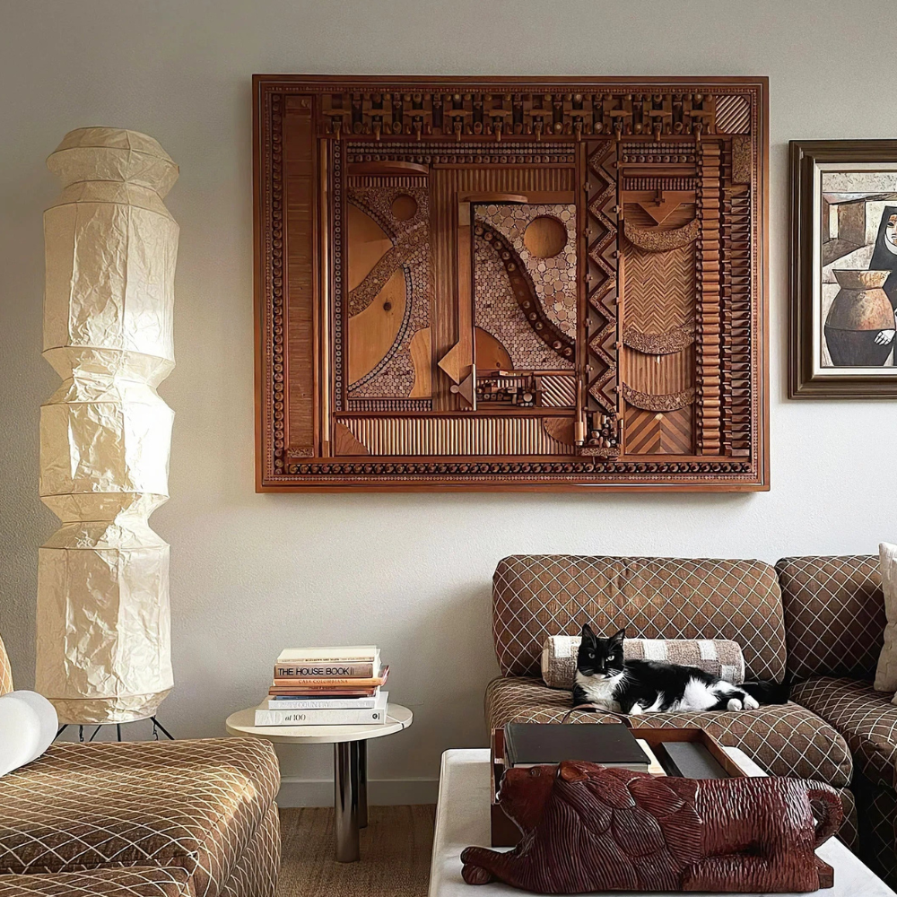Floor Lamp with Stacked Mulberry Paper Lantern Column and Iron Wire Legs
