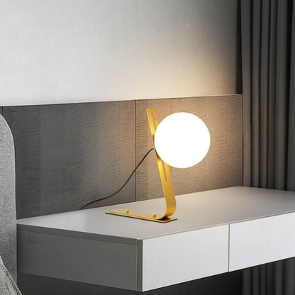 Table Lamp with Adjustable Glass Globe - Modern Mid Century Gold
