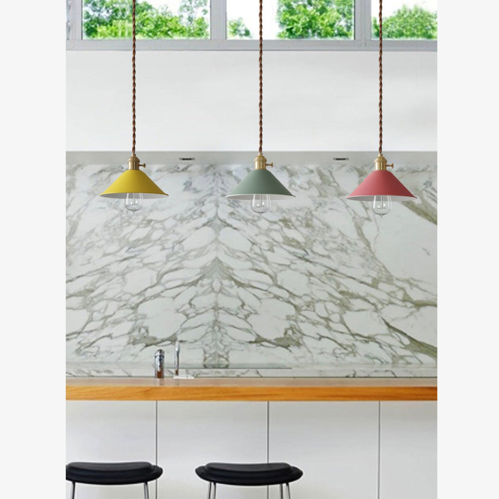 Modern Brass-Neck Cone Pendant Light - Vibrant Matte Industrial Pendant Lights