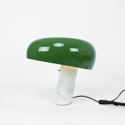 Architectural Marble Base Accent Lamp - Minimalist Glossy Stone Pedestal Light