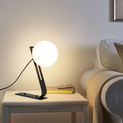 Table Lamp with Adjustable Glass Globe - Modern Mid Century Gold
