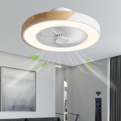 Flush Mount Ceiling Fan with Light and Wood Accents - Scandinavian Style