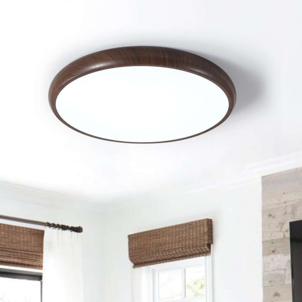Flush Mount LED Ceiling Light with Wood-Inspired Acrylic Frame - Scandinavian Style